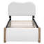 Lit plateforme tapissier avec pieds de support en bois et lit gigogne simple-448912504
