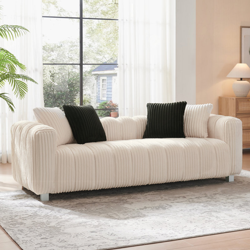 Canapé 82,6 po Corduroy, Blanc