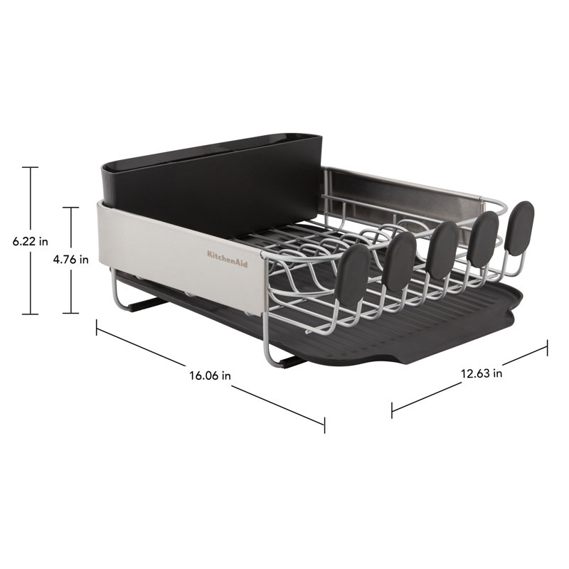 KitchenAid® Compact Stainless Steel Dish Rack, 16.06-Inch, Black