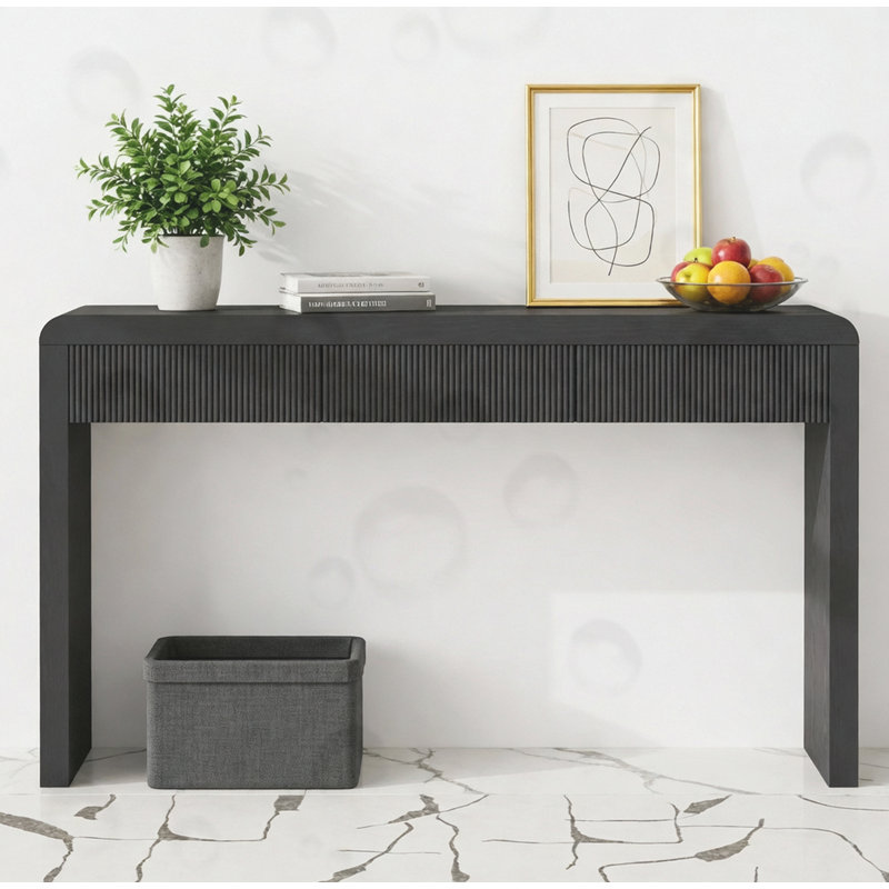 Console avec 3 tiroirs cannelés, Noir