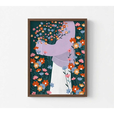 Bloom Embrace - Modern Floral Illustration, reproduction d'art