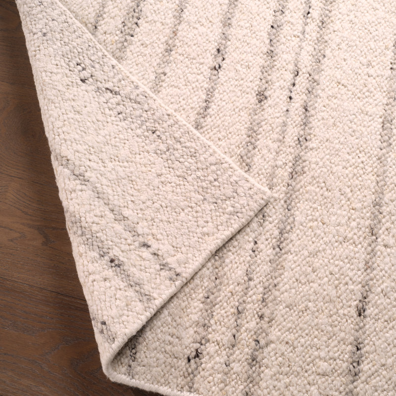 Jaipur Living Rya LEO09 Handmade Stripes Ivory and Grey Area Rug (10'x14'), Rectangle 5' x 8'