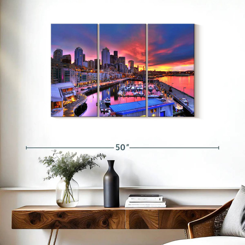 Seattle Marina At Dawn, 24" H x 38" W