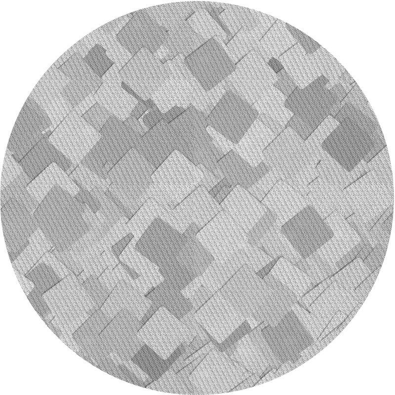 Tapis géométrique en laine gris, Rond 6 pi