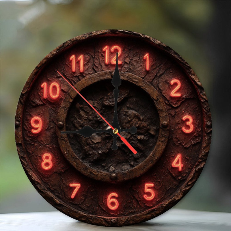 Horloge texturée avec chiffres effet néon