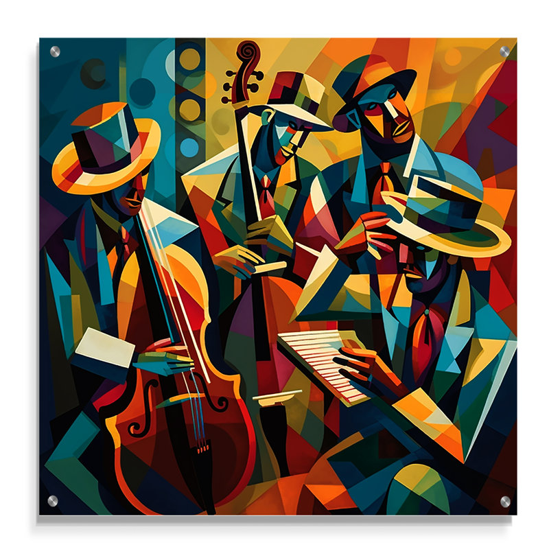 «Jazz Performance On Stage I», art mural de musique en acrylique pour cuisine, H 36 po x l 36 po