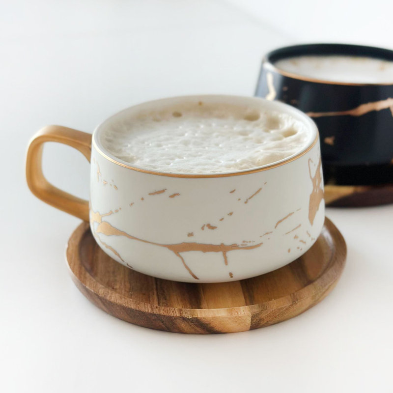 Avrian Ceramic Teacup and Saucer, White