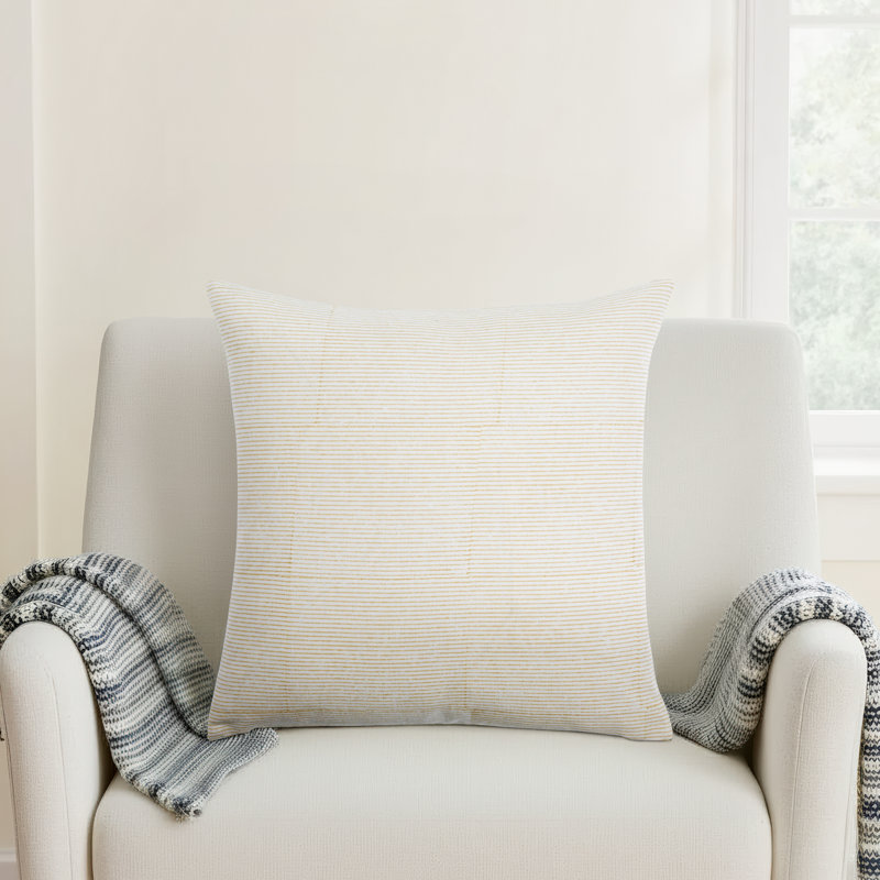 Vischer Linen Blend Throw Square Pillow, Polyester/Polyfill, Light Beige, 20" x 20"