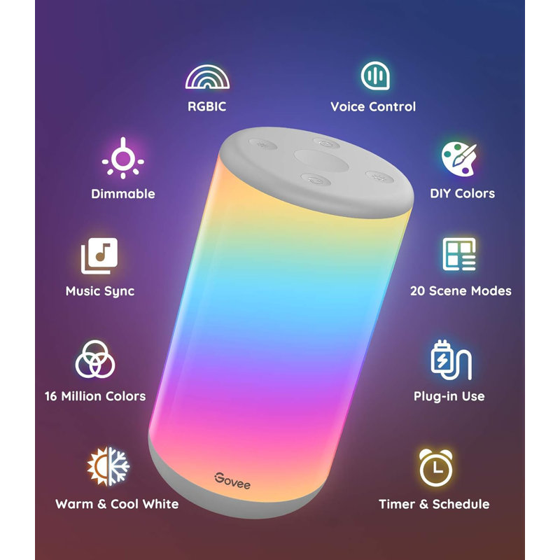 Smart Rgb Table Lamp - App-Controlled Colour Changing Lamp With Music Sync, Diy Effects & Alexa/Google Voice Control
