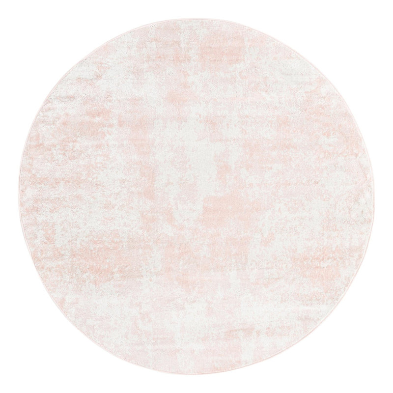 Tapis rose clair / blanc Juliette, Rond 5 pi 3 po