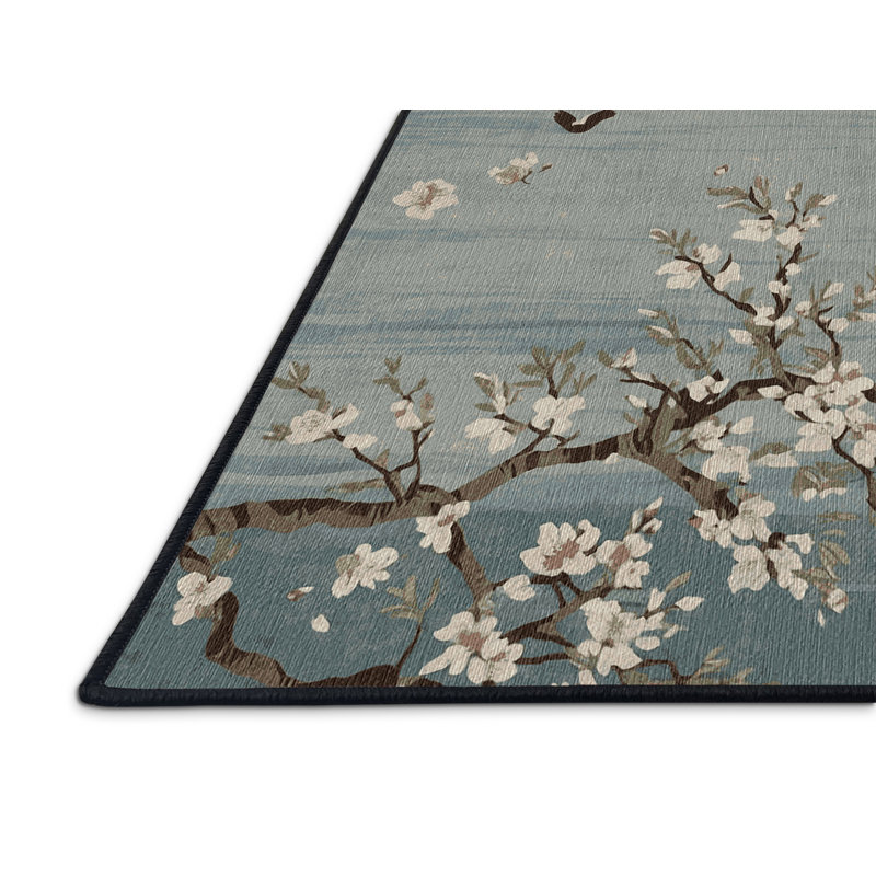Machine Washable Gray Area Rug, Rectangle 7' x 9'