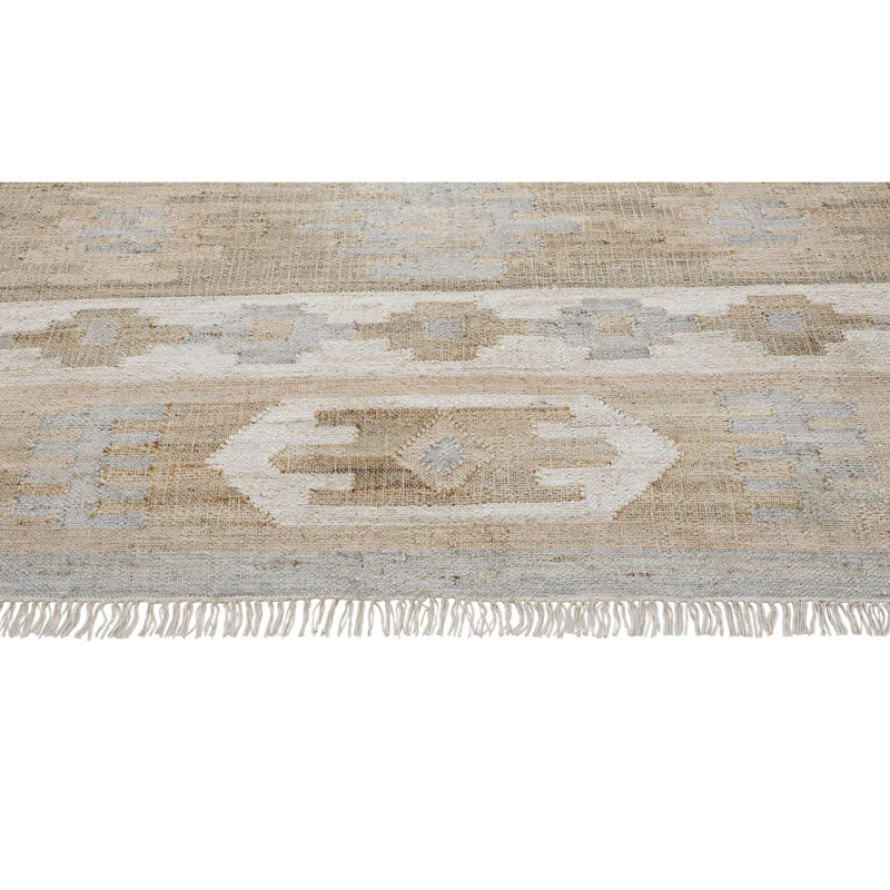 Tapis en jute tissé à plat Hizri, Rectangle 7'9" x 9'9"