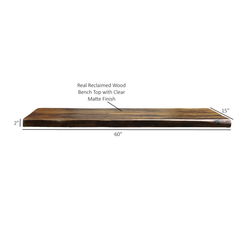 Dessus de banc en bois massif récupéré, H 2 po x l 60 po x P 15 po