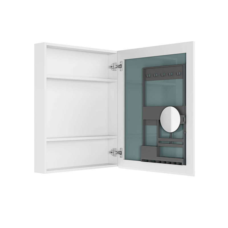 Armoire à pharmacie à une porte avec miroir, armoire murale encastrée ou à fixation en surface, bords biseautés