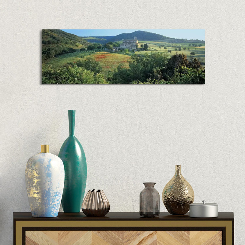 High Angle View Of A Church, Abbazia Di Sant'antimo, Tuscany, Italy - Wrapped Canvas Panoramic Print