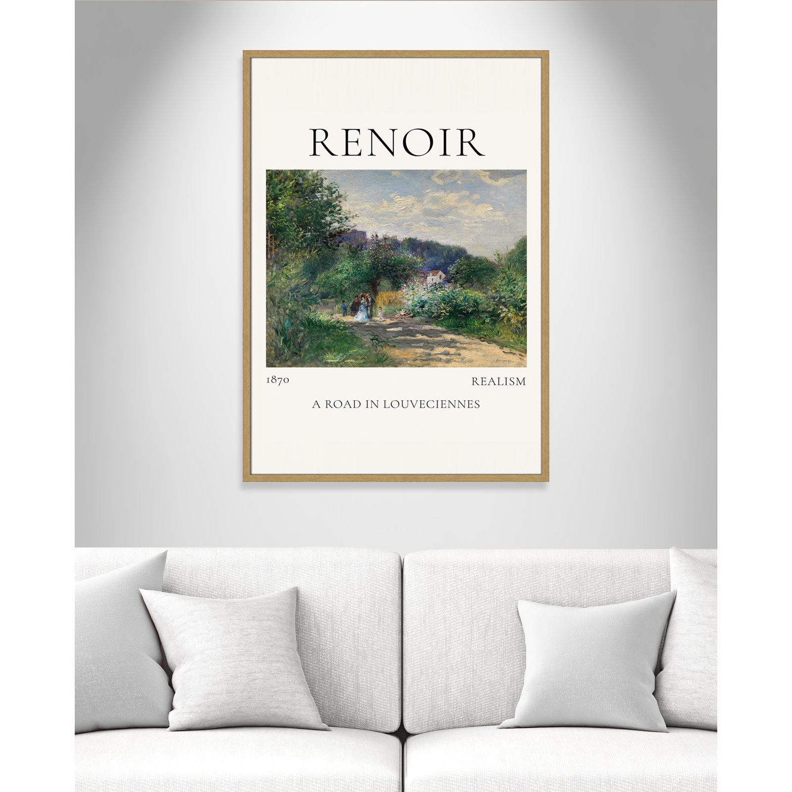Rocchetto "A Road in Louveciennes" Print, Natural Single Picture Frame, No, 41.5" H x 29.5" W x 0.75" D