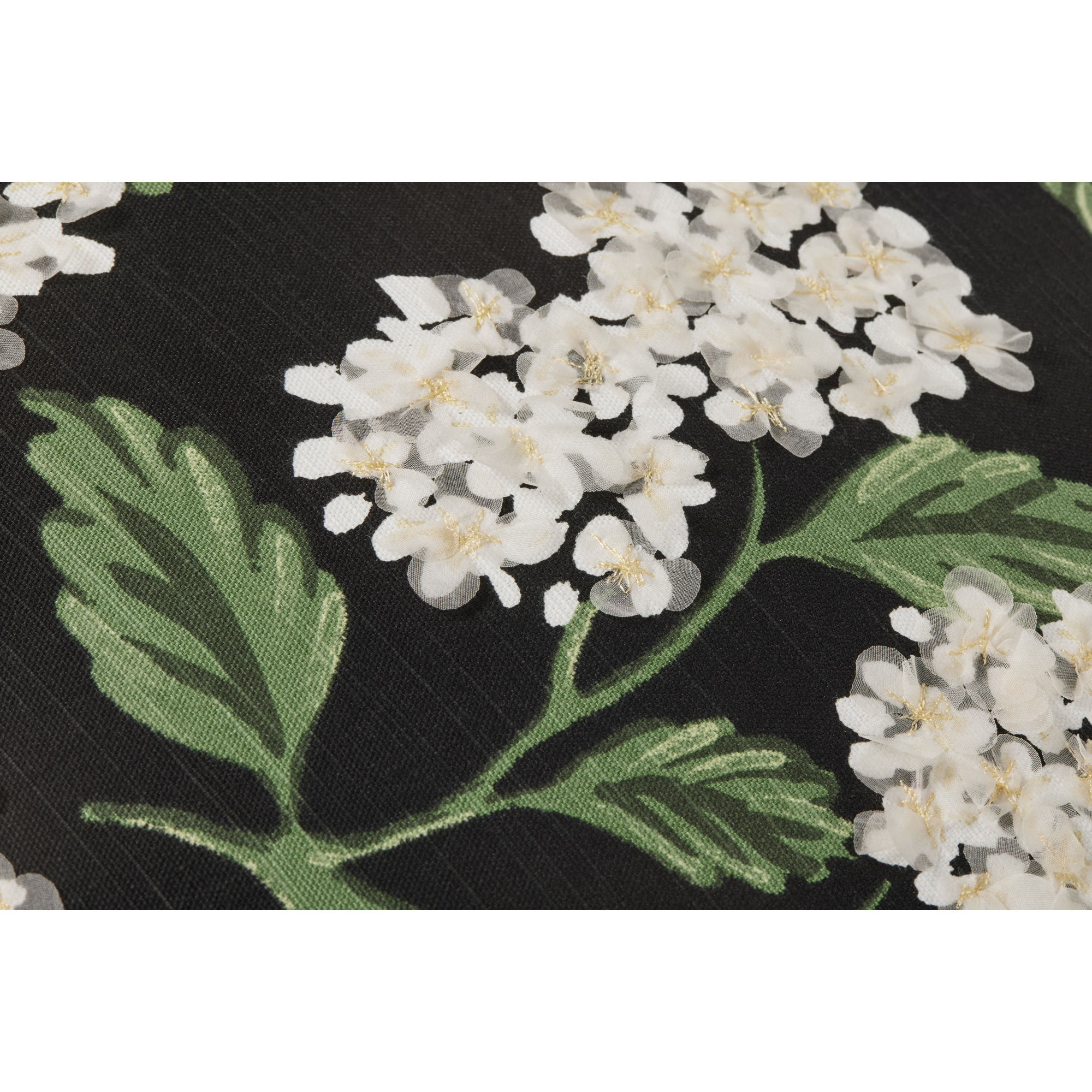 Rifle Paper Co. x Loloi Hydrangea 22" x 22" Pillow, Polyester/Polyfill, Black