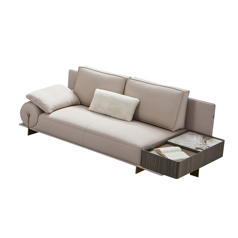Canapé en cuir véritable 93,7 po