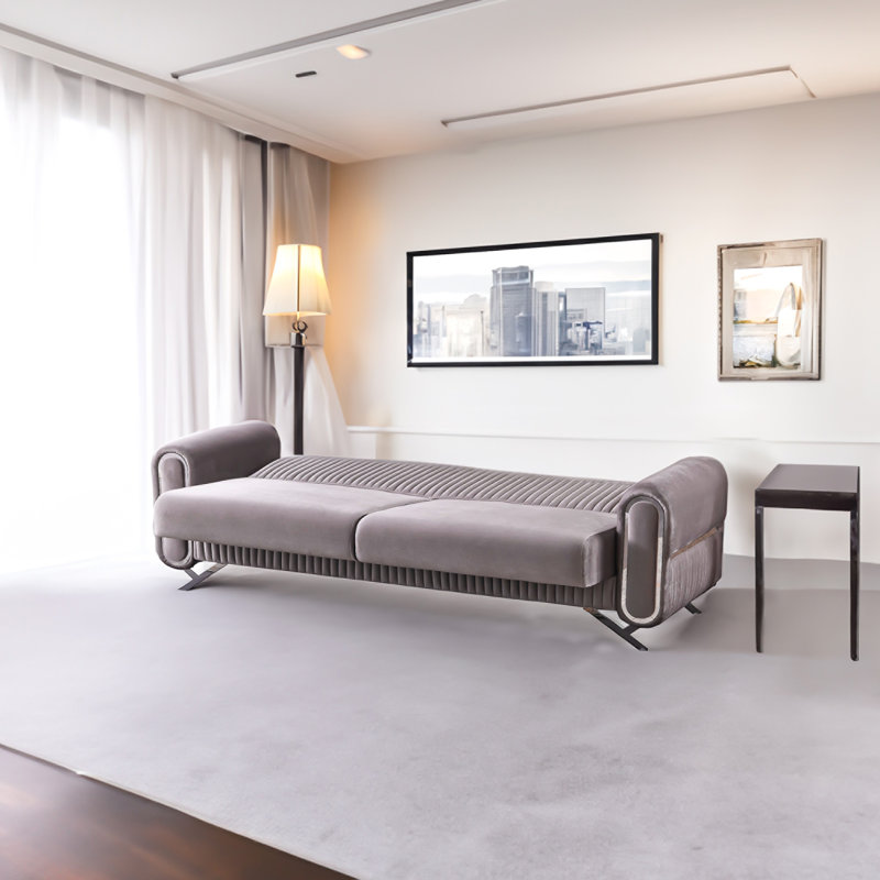 Royal Lux Velvet Convertible Sofa Bed – Elegant Tufted Design With Metal Accents, Modern Sleeper Couch With Hidden Storage