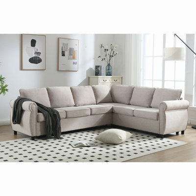 Sleeper Sofa, 2 In 1 Pull Out Couch Bed,6 Seater Sofa Bed, L Shaped Sectional Sofa ,Riveted Sofa,104" Large Combined Sofa Bed In Living Room