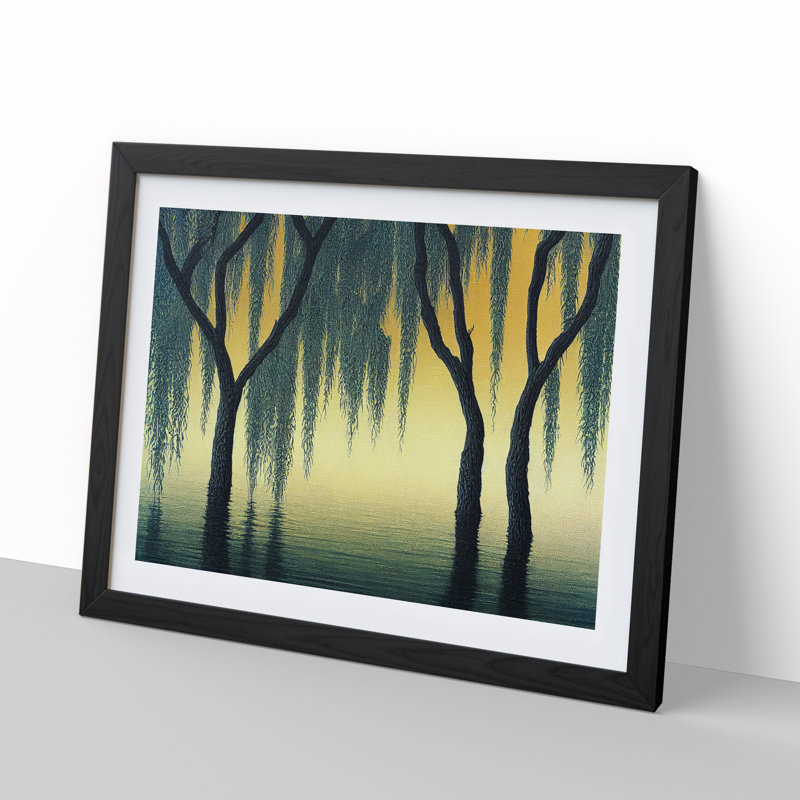 Harmonious Weeping Willow Trees - Single Picture Frame Print, Black, 46cm H x 64cm W
