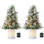 Ensemble de 2 sapins de Noël enneigé 3 pi avec 70 lumières et 8 modes avec base blanche pour bureau à domicile