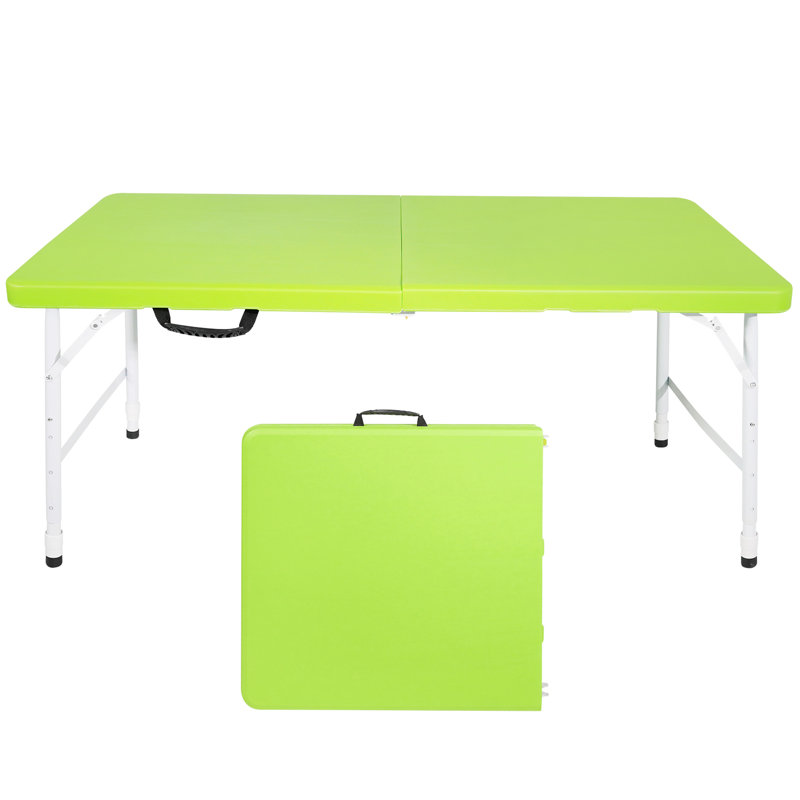 Table de camping pliante portative 4 pi, capacité de charge de 135 kg, pliable avec prise fixe, plateau lisse imperméable, structure sous-jacente triangulaire stable, maquillage en acier