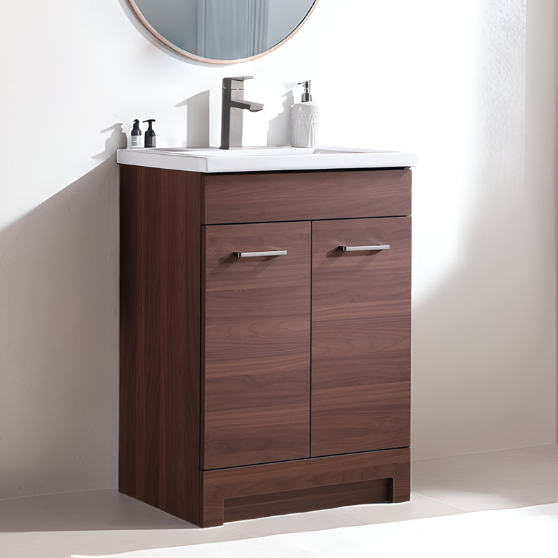 Meuble-lavabo simple autoportant 24 po Modern Mood Grain, Brun, Doré