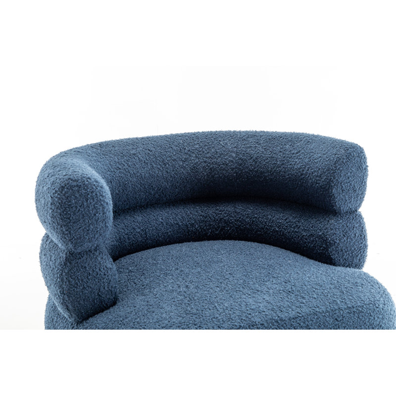 Fauteuil demi-tonneau l 30 po Demetrius, Tissu bleu en peluche
