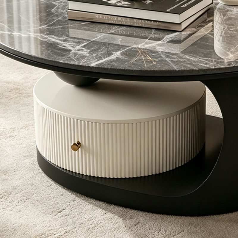 Table basse de luxe avec design de rangement diversifié, Gris / Noir