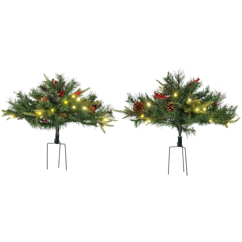 Arbre de Noël artificiel 2 pi avec 69 branches et lumières DEL blanc chaud (2 ensembles)