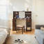 Meuble-lavabo élégant avec miroir réglable réglable 3 modes, coiffeuse moderne avec grandes tablettes, tiroir et armoire