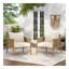 Méridienne d'extérieur moderne tissé de 28 po avec structure en bois massif et coussins en polyester confortables, parfait pour la terrasse, le jardin ou le balcon-1741061635