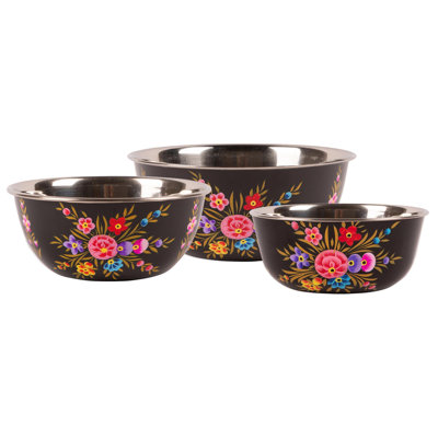 3Pc Carbon Pansy Stainless Steel Picnic Bowl Set - By BillyCan