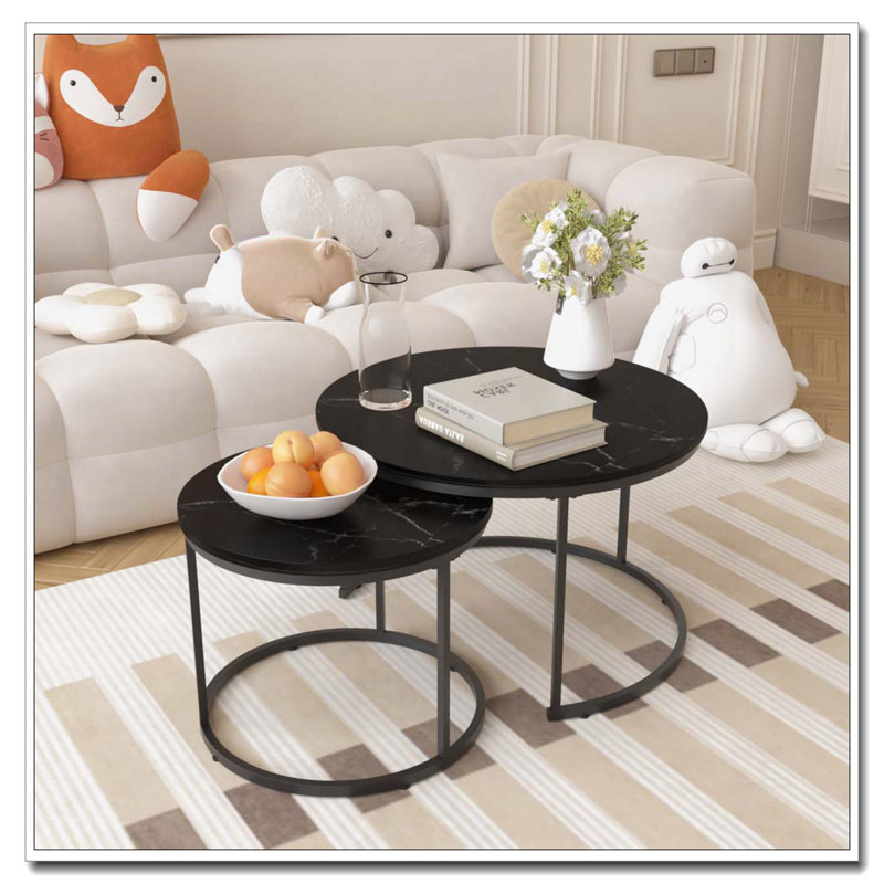 Nesting Coffee Table Set, Wood, Black
