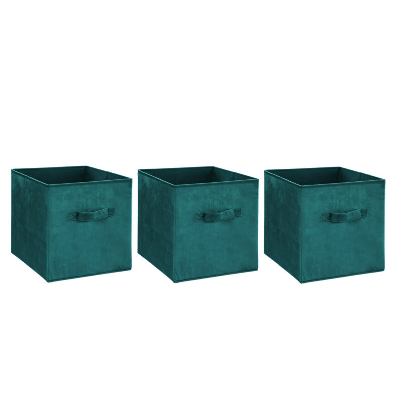 Fabric Velvet 78.74 x 78.74cm Cube Basket, Teal