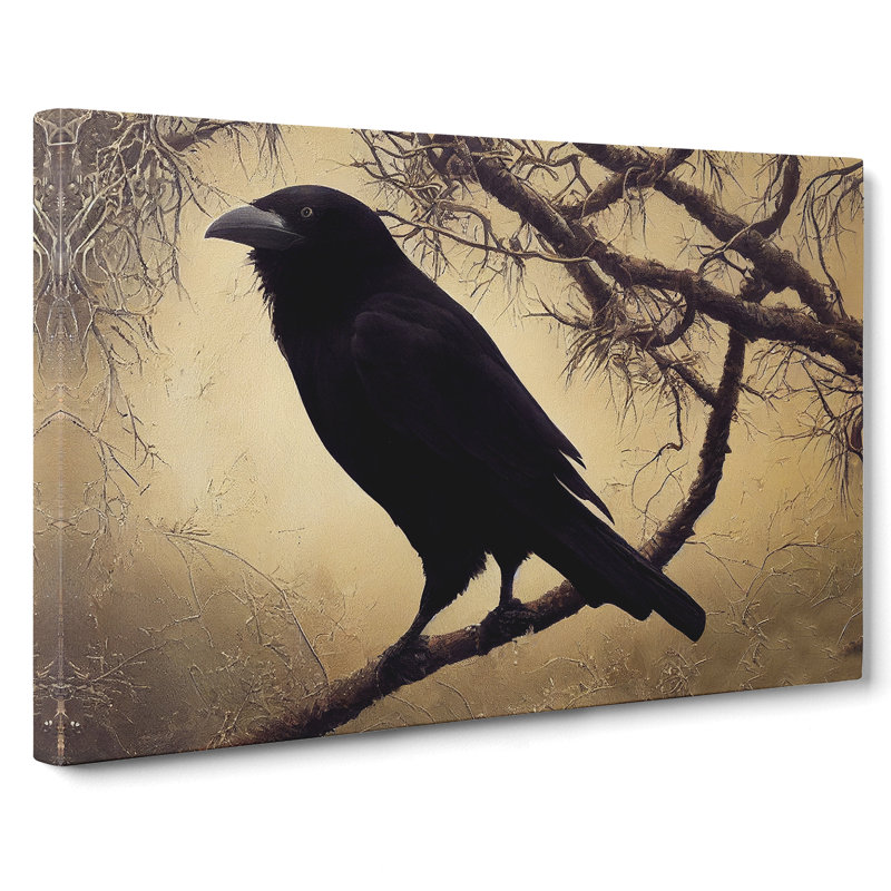 Splendorous Crow Bird - Wrapped Canvas Print, 35cm H x 50cm W x 3cm D