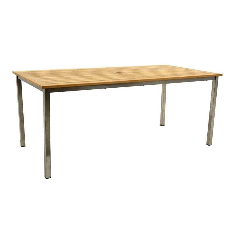 Avanti Teak Stainless Steel Outdoor Rectangle Dining Table