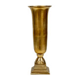 TRUMPET URN VASE ON A SQUARE PEDESTAL BASE
