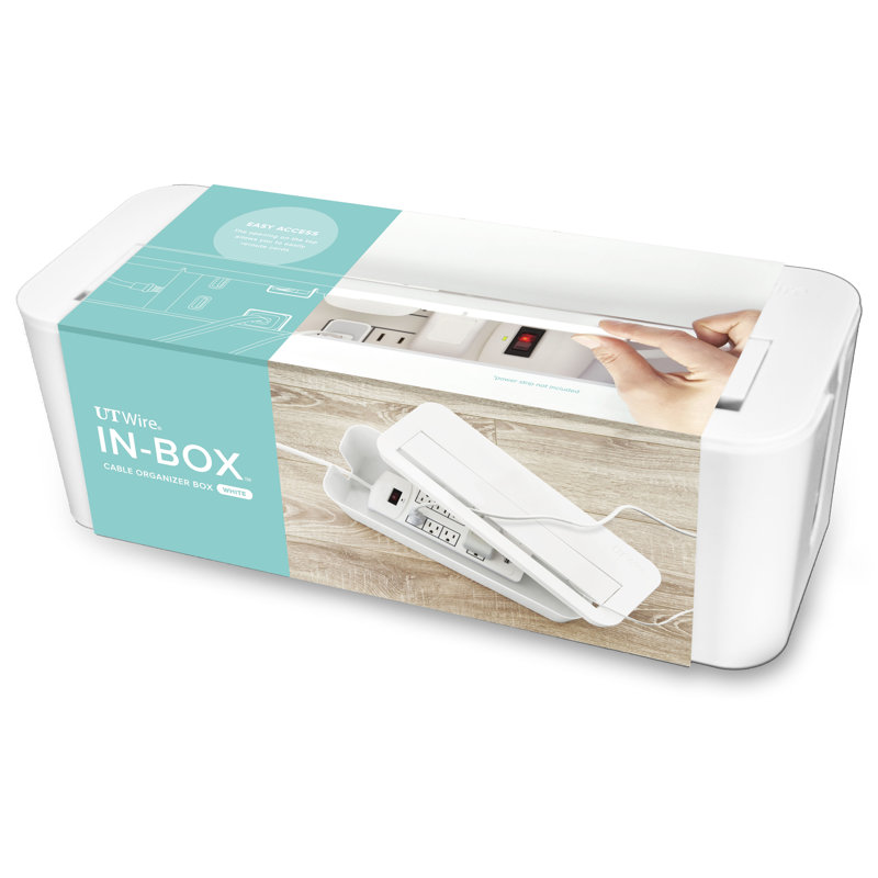 White Plastic Under Desk Cable Management Box