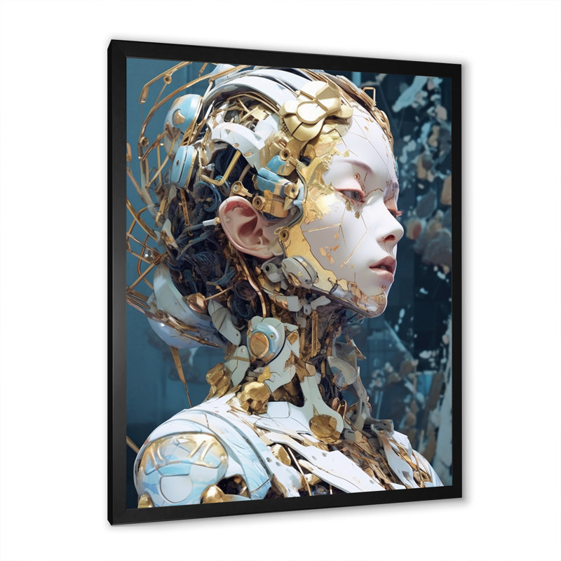 " Female Robot II ", Black Single Picture Framed, 32" H x 24" W x 1" D