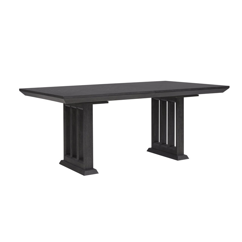 Quincy Double Pedestal Extendable Brown Wood Dining Table