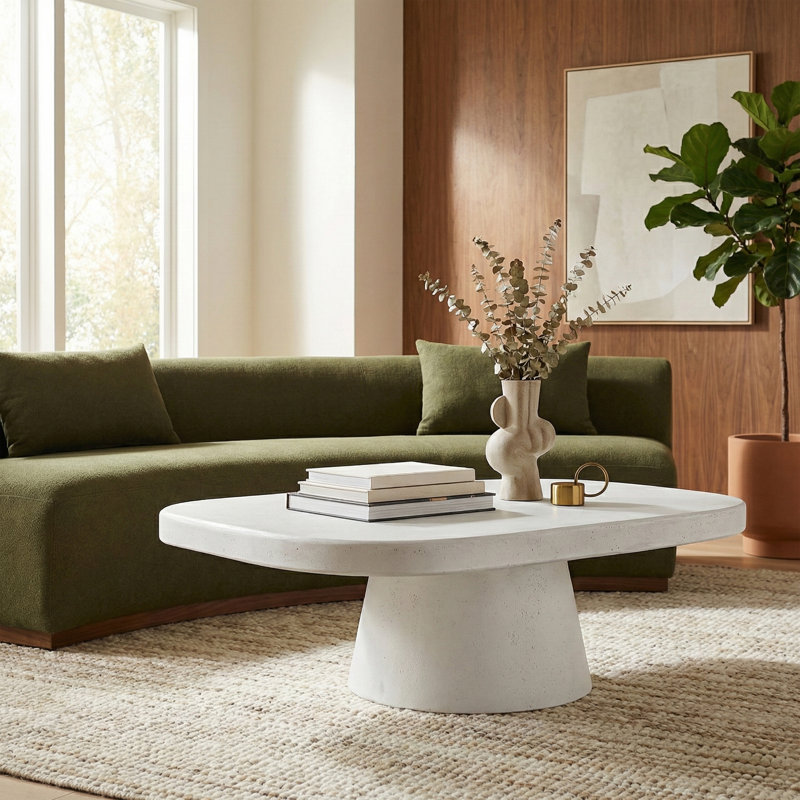 Table basse intérieure / extérieure en béton Deason, Blanc