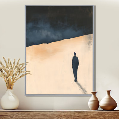 Voyageur solitaire sur la côte - Silhouette marine sur toile encadrée