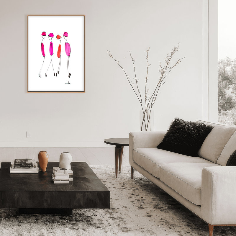 Pop Art & Retro Four in Fuchsia par Chauncey Jacks - Œuvre encadrée, 16" H x 12" W x 2.375" D, Framed Canvas, Gold