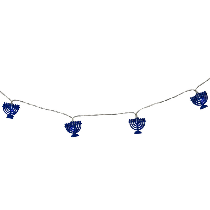 Menorah Hanukkah Light Set - White LED - 5' Clear Wire - 10Ct
