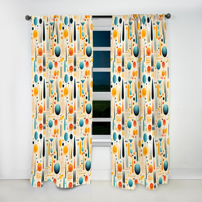 Motif géométrique multicolore Mid Century II - Rideau moderne - Velours obscurcissant - 1 panneau