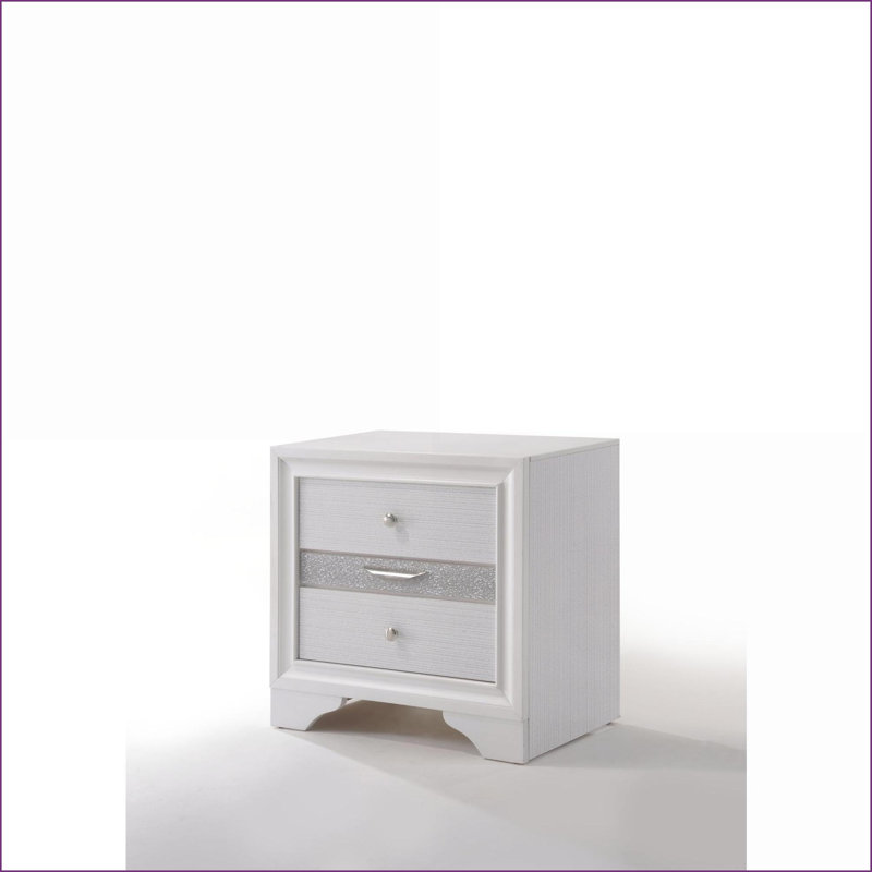 Table de chevet 2 tiroirs Naima, Blanc