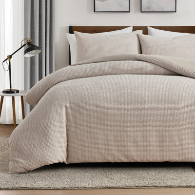 Ensemble de couette Brookstone CoolTouch Puff Grid, grand lit/très grand lit, lin