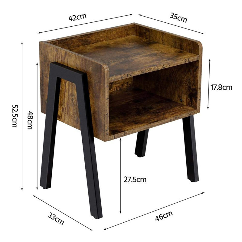 Industrial Bedside Table Nightstand Stackable End Table With Open Front Storage